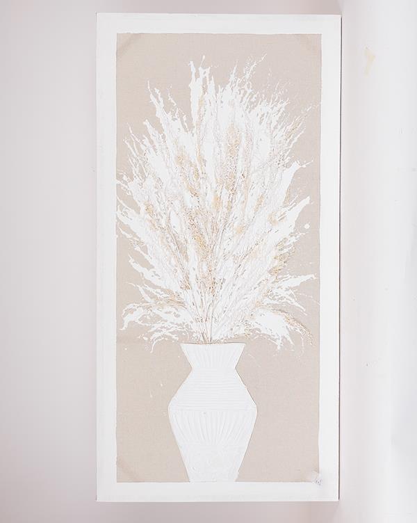 ESTHETI - ΣΗΜΑΝΤΙΚΟ: Σε περίπτωση διαφοράς τιμής από το κατάστημα ισχύει παντα και μόνο η τιμή του καταστήματος Πίνακας Καμβάς Βάζο Με Στάχυα Μπεζ-Λευκός 62x4,5x122εκ.