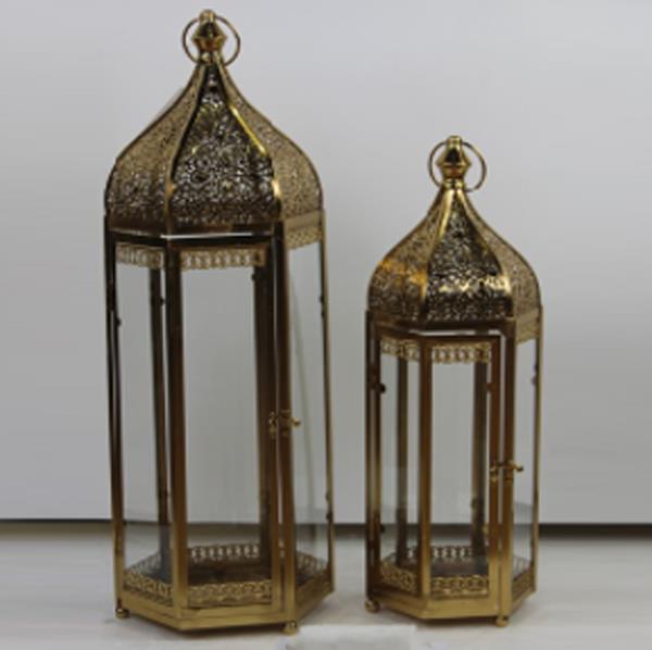 ESTHETI - ΣΗΜΑΝΤΙΚΟ: Σε περίπτωση διαφοράς τιμής από το κατάστημα ισχύει παντα και μόνο η τιμή του καταστήματος Φανάρι Σετ 2τμχ Μεταλλικό Μπρονζέ 17x15x48εκ.-23x20x64ε