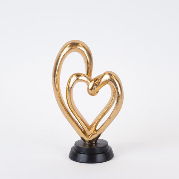 Διακοσμητικά Επιτραπέζια 24home - ΣΗΜΑΝΤΙΚΟ: Σε περίπτωση διαφοράς τιμής από το κατάστημα ισχύει παντα και μόνο η τιμή του καταστήματος Διακοσμητική Επιτραπέζια Καρδιά Polyresin Χρυσή-Μαύρη 1