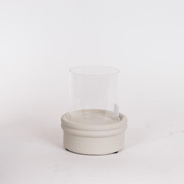 ESTHETI - ΣΗΜΑΝΤΙΚΟ: Σε περίπτωση διαφοράς τιμής από το κατάστημα ισχύει παντα και μόνο η τιμή του καταστήματος Κηροπήγιο Κεραμικό-Γυάλινο Μπεζ-Διάφανο 13,5x13,5x15εκ.