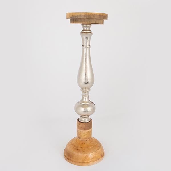 Διακοσμητικά Επιτραπέζια 24home - ΣΗΜΑΝΤΙΚΟ: Σε περίπτωση διαφοράς τιμής από το κατάστημα ισχύει παντα και μόνο η τιμή του καταστήματος Κηροπήγιο Ξύλινο-Μεταλλικό Ασημί-Natural 15x51εκ. ESTHE