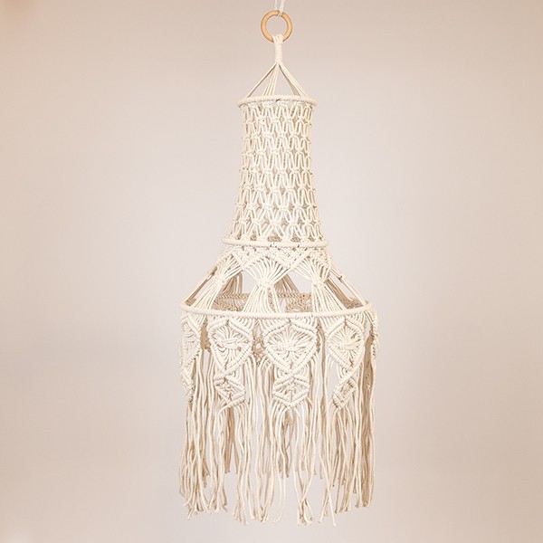 Φωτιστικό Οροφής Μακραμέ Μπεζ 38x90εκ. ESTHETI 814-15002 (Χρώμα: Μπεζ, Ύφασμα: Μακραμέ) - ESTHETI - 814-15002