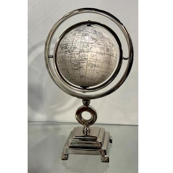 ESTHETI - ΣΗΜΑΝΤΙΚΟ: Σε περίπτωση διαφοράς τιμής από το κατάστημα ισχύει παντα και μόνο η τιμή του καταστήματος Διακοσμητική Επιτραπέζια Υδρόγειος Μεταλλική Ασημί 15,2