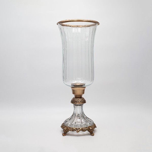 Διακοσμητικά Επιτραπέζια 24home - ΣΗΜΑΝΤΙΚΟ: Σε περίπτωση διαφοράς τιμής από το κατάστημα ισχύει παντα και μόνο η τιμή του καταστήματος Βάζο Γυάλινο-Μεταλλικό Αντικέ Χρυσό-Διάφανο 17x38εκ. ES