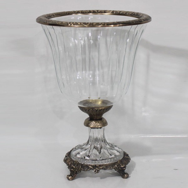 Διακοσμητικά Επιτραπέζια 24home - ΣΗΜΑΝΤΙΚΟ: Σε περίπτωση διαφοράς τιμής από το κατάστημα ισχύει παντα και μόνο η τιμή του καταστήματος Διακοσμητικό Μπωλ Με Πόδι Γυάλινο-Μεταλλικό Αντικέ Χρυσ