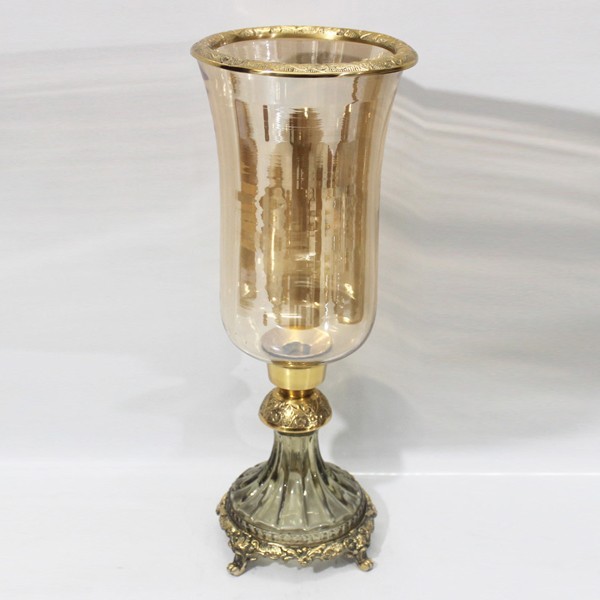 Διακοσμητικά Επιτραπέζια 24home - ΣΗΜΑΝΤΙΚΟ: Σε περίπτωση διαφοράς τιμής από το κατάστημα ισχύει παντα και μόνο η τιμή του καταστήματος Βάζο Γυάλινο-Μεταλλικό Αντικέ Χρυσό-Μελί 17x38εκ. ESTHE