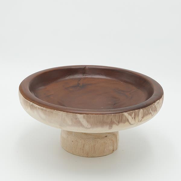 Διακοσμητικά Επιτραπέζια 24home - ΣΗΜΑΝΤΙΚΟ: Σε περίπτωση διαφοράς τιμής από το κατάστημα ισχύει παντα και μόνο η τιμή του καταστήματος Διακοσμητικό Μπωλ Με Πόδι Ξύλινο Καφέ 25x11εκ. ESTHETI