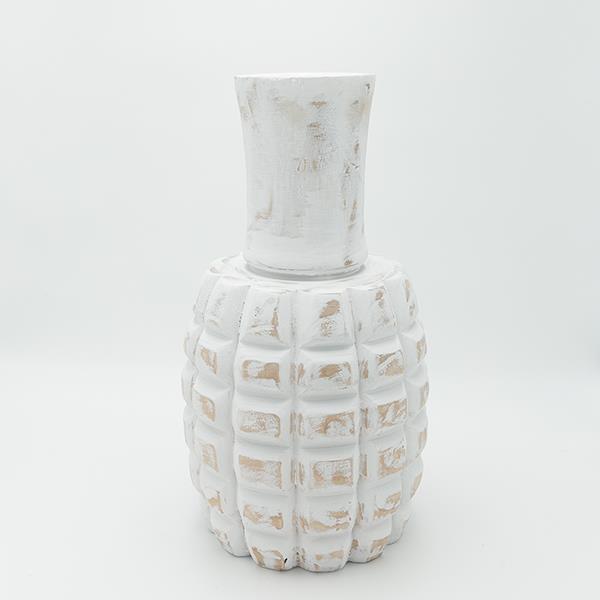 Βάζο Ξύλινο Λευκό-Καφέ 22x41εκ. ESTHETI 819-00400 (Υλικ