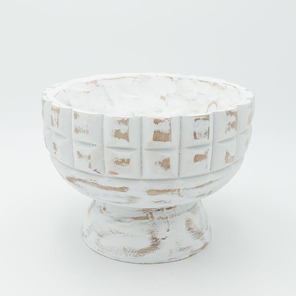 ESTHETI - ΣΗΜΑΝΤΙΚΟ: Σε περίπτωση διαφοράς τιμής από το κατάστημα ισχύει παντα και μόνο η τιμή του καταστήματος Διακοσμητικό Μπωλ Με Πόδι Ξύλινο Λευκό-Καφέ 24x17,5εκ.