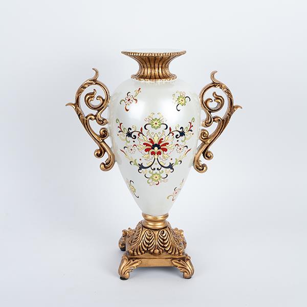 Διακοσμητικά Επιτραπέζια 24home - ΣΗΜΑΝΤΙΚΟ: Σε περίπτωση διαφοράς τιμής από το κατάστημα ισχύει παντα και μόνο η τιμή του καταστήματος Βάζο Πορσελάνης-Polyresin Λευκό-Χρυσό 30x15x45εκ. ESTHE