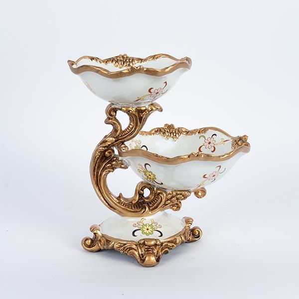 Διακοσμητικά Επιτραπέζια 24home - ΣΗΜΑΝΤΙΚΟ: Σε περίπτωση διαφοράς τιμής από το κατάστημα ισχύει παντα και μόνο η τιμή του καταστήματος Διακοσμητικό Μπωλ 2 Θέσεων Πορσελάνης-Polyresin Λευκό-Χ