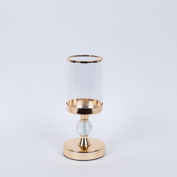 Κηροπήγιο Γυάλινο-Μεταλλικό Χρυσό-Διάφανο 12x27.5εκ. ES