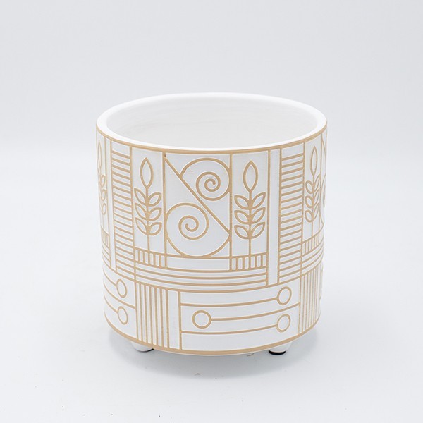 Κασπώ Κεραμικό Λευκό-Μπεζ 17x16,5εκ. ESTHETI 819-00492 