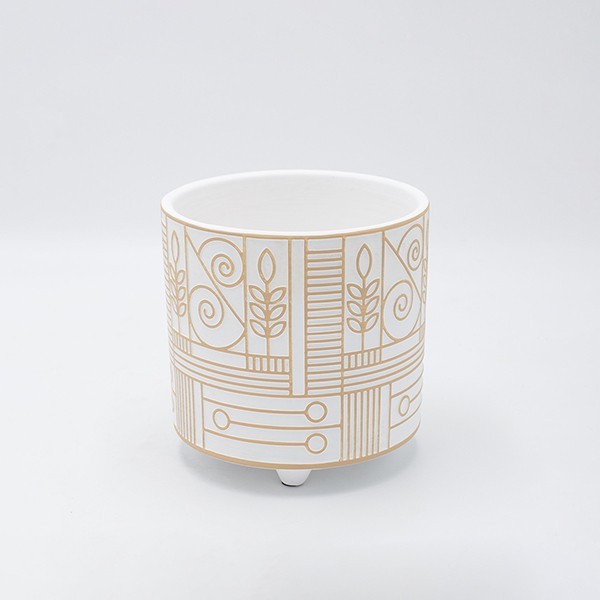 Γλάστρες - Ζαρντινιέρες 24home - ΣΗΜΑΝΤΙΚΟ: Σε περίπτωση διαφοράς τιμής από το κατάστημα ισχύει παντα και μόνο η τιμή του καταστήματος Κασπώ Κεραμικό Λευκό-Μπεζ 13,5x13,5εκ. ESTHETI 819-0049