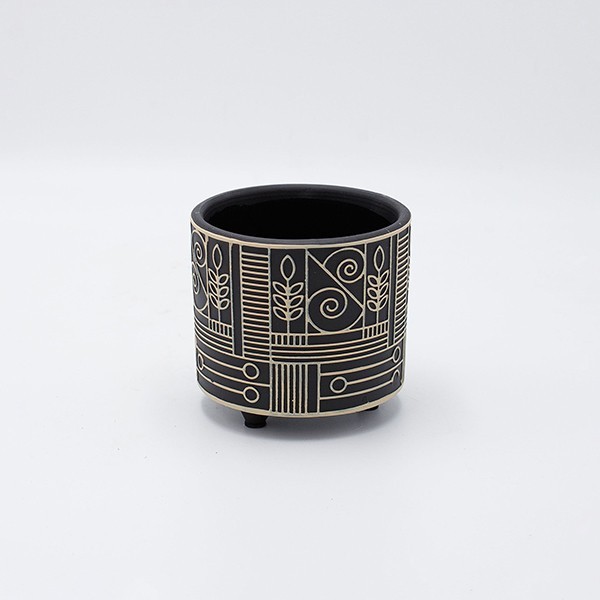 Γλάστρες - Ζαρντινιέρες 24home - ΣΗΜΑΝΤΙΚΟ: Σε περίπτωση διαφοράς τιμής από το κατάστημα ισχύει παντα και μόνο η τιμή του καταστήματος Κασπώ Κεραμικό Μαύρο-Μπεζ 10,5x9,5εκ. ESTHETI 819-00495