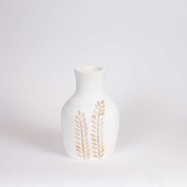 Βάζο Ξύλινο Λευκό-Natural 15x15x25εκ. ESTHETI 819-00681