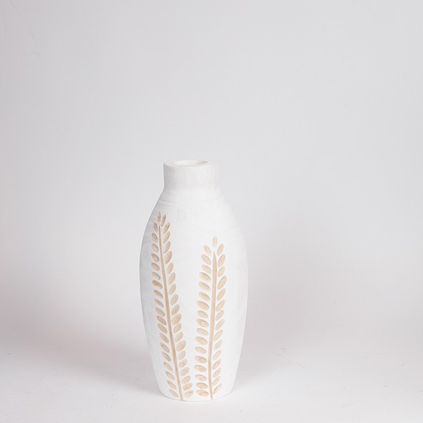 Βάζο Ξύλινο Λευκό-Natural 13x13x30εκ. ESTHETI 819-00682