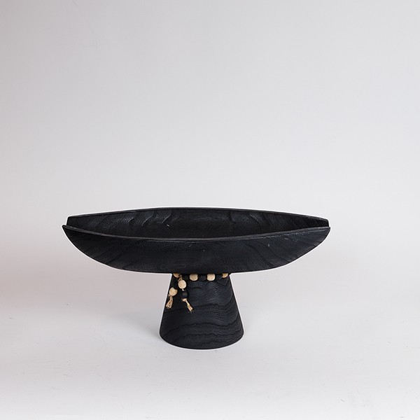 Διακοσμητική Πιατέλα Ξύλινη Μαύρη 41x20x18εκ. ESTHETI 8