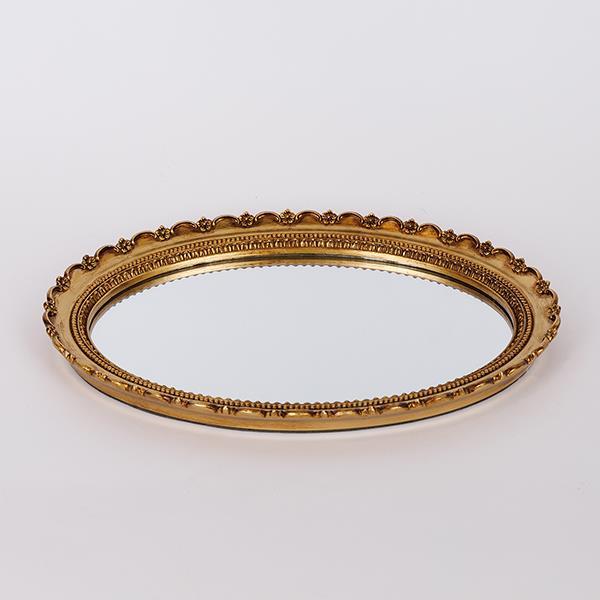 Δίσκος Polyresin Με Καθρέπτη Χρυσός 35,2x25,7x2,5εκ. ES