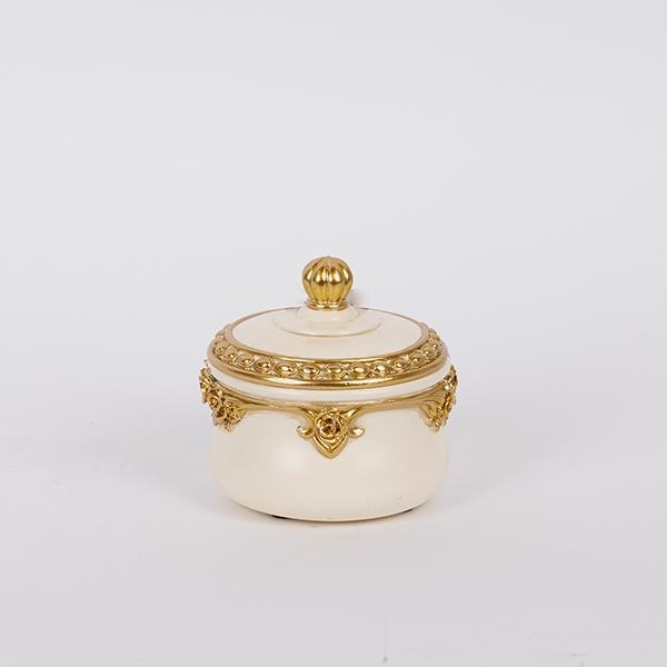 Διακοσμητικά Επιτραπέζια 24home - ΣΗΜΑΝΤΙΚΟ: Σε περίπτωση διαφοράς τιμής από το κατάστημα ισχύει παντα και μόνο η τιμή του καταστήματος Διακοσμητικό Κουτάκι Με Καπάκι Polyresin Λευκό-Χρυσό 9,