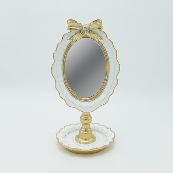 Καθρέπτης Επιτραπέζιος Polyresin Λευκός-Χρυσός 15,5x14x