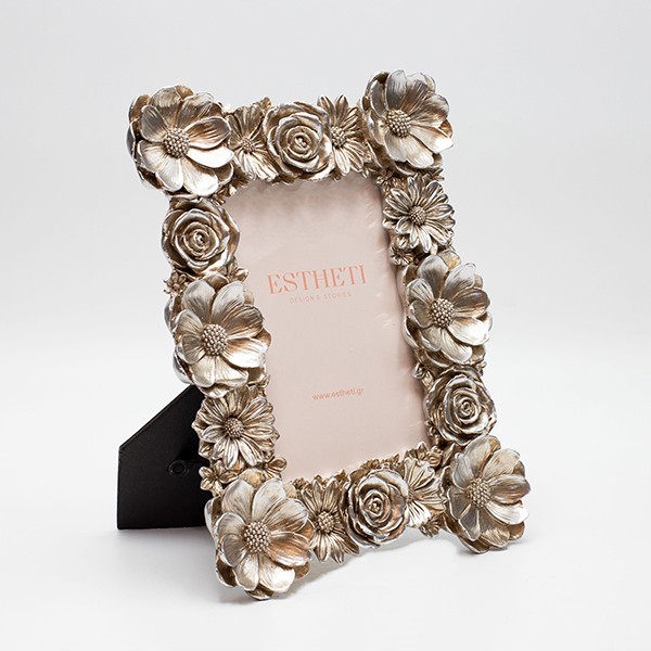 Διακοσμητικά Επιτραπέζια 24home - ΣΗΜΑΝΤΙΚΟ: Σε περίπτωση διαφοράς τιμής από το κατάστημα ισχύει παντα και μόνο η τιμή του καταστήματος Κορνίζα Polyresin Με Λουλούδια Ασημί 13x18εκ. ESTHETI 8