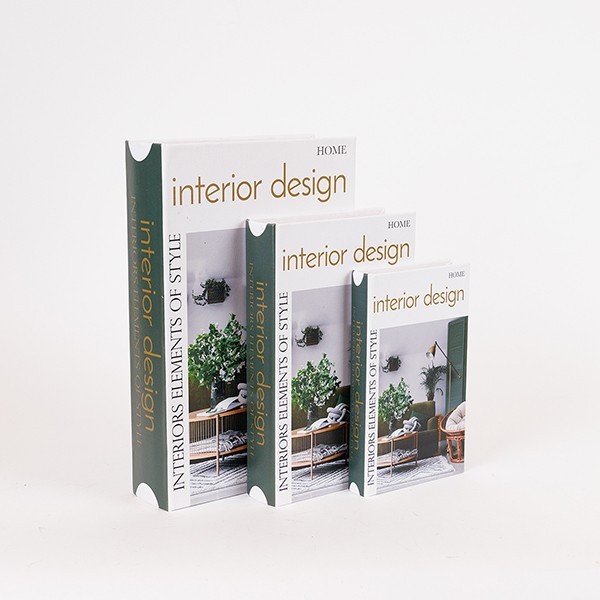 ESTHETI Διακοσμητικό Κουτί Βιβλίο Σετ 3τμχ Ξύλινο Λευκό-Πράσινο 22x7x33εκ. ESTHETI 819-00283 (Υλικό: Ξύλο, Χρώμα: Λευκό) - ESTHETI - 819-00283