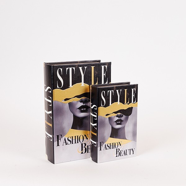 Διακοσμητικά Επιτραπέζια 24home - ΣΗΜΑΝΤΙΚΟ: Σε περίπτωση διαφοράς τιμής από το κατάστημα ισχύει παντα και μόνο η τιμή του καταστήματος Διακοσμητικό Κουτί Βιβλίο Σετ 2τμχ Ξύλινο Μπλε-Μαύρο-Χρ