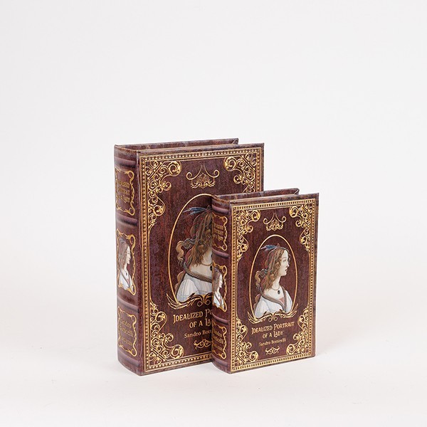 Διακοσμητικά Επιτραπέζια 24home - ΣΗΜΑΝΤΙΚΟ: Σε περίπτωση διαφοράς τιμής από το κατάστημα ισχύει παντα και μόνο η τιμή του καταστήματος Διακοσμητικό Κουτί Βιβλίο Σετ 2τμχ Ξύλινο Καφέ 18x7x27ε