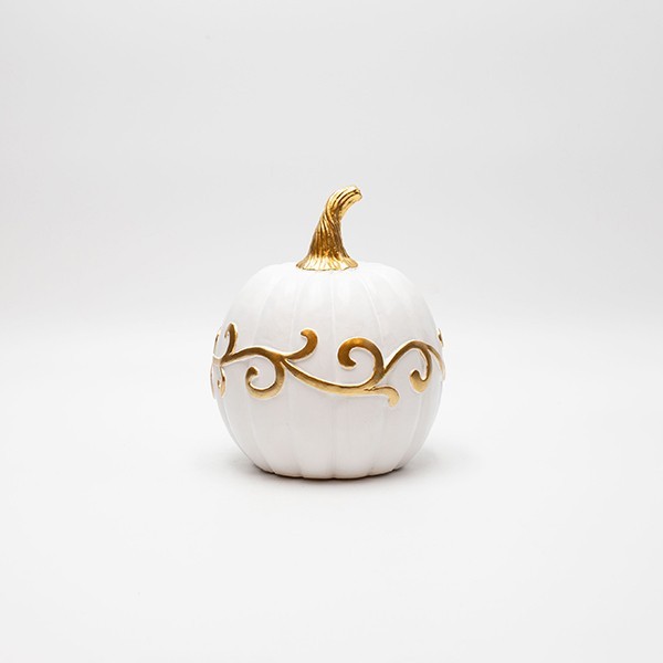 Διακοσμητικά Επιτραπέζια 24home - ΣΗΜΑΝΤΙΚΟ: Σε περίπτωση διαφοράς τιμής από το κατάστημα ισχύει παντα και μόνο η τιμή του καταστήματος Διακοσμητική Κολοκύθα Polyresin Χρυσή-Λευκή 13x15,5εκ.