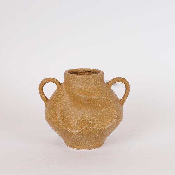 Βάζο Κεραμικό Με Χερούλια Καφέ 21x18x17εκ. ESTHETI 819-