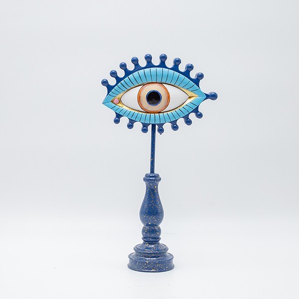 Διακοσμητικό Επιτραπέζιο Μάτι Polyresin Μπλε-Χρυσό 16x6,5x30εκ. ESTHETI 819-00806 (Υλικό: Polyresin, Χρώμα: Μπλε) - ESTHETI - 819-00806