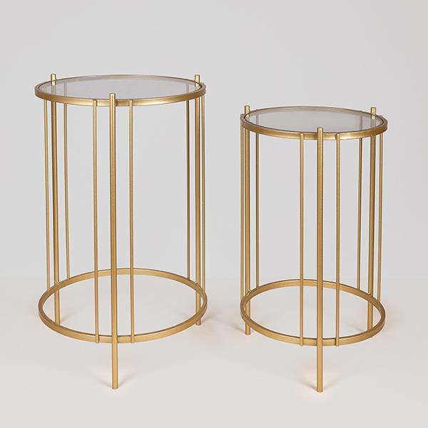 ESTHETI Τραπεζάκι Βοηθητικό Σετ 2τμχ Μεταλλικό Με Γυαλί Χρυσό 42x67εκ.-35x60εκ. ESTHETI 750-39538 (Υλικό: Μεταλλικό, Χρώμα: Χρυσό ) - ESTHETI - 750-39538