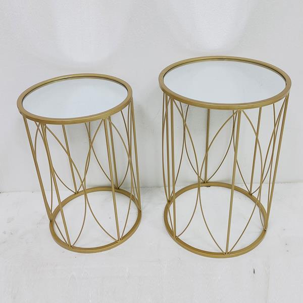 Τραπεζάκι Βοηθητικό Σετ 2τμχ Μεταλλικό Με Γυαλί Χρυσό 38x55,5εκ.-33x50,5εκ. ESTHETI 750-39541 (Υλικό: Μεταλλικό, Χρώμα: Χρυσό ) - ESTHETI - 750-39541