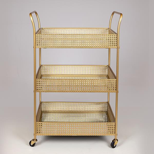 ESTHETI Τραπεζάκι Τρόλεϊ Μεταλλικό Με Επιφάνεια Καθρέπτη Χρυσό 54x33x84εκ. ESTHETI 750-39543 (Υλικό: Μεταλλικό, Χρώμα: Χρυσό ) - ESTHETI - 750-39543