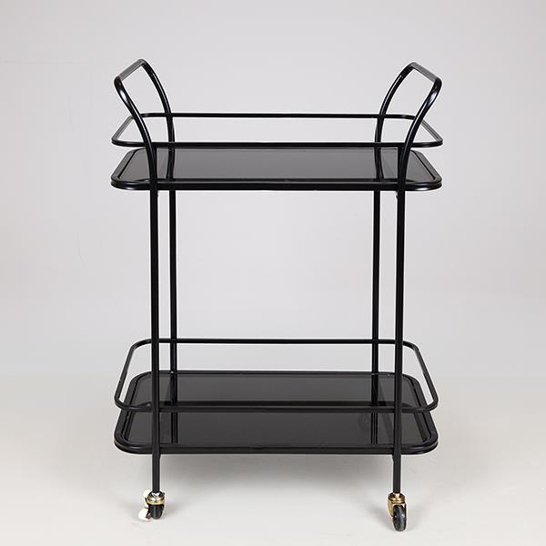 ESTHETI - ΣΗΜΑΝΤΙΚΟ: Σε περίπτωση διαφοράς τιμής από το κατάστημα ισχύει παντα και μόνο η τιμή του καταστήματος Τραπεζάκι Τρόλεϊ Μεταλλικό-Γυάλινο Μαύρο 54x33x84εκ. ES