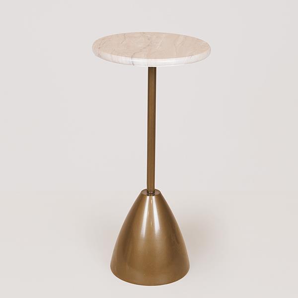 Τραπεζάκι Βοηθητικό Μεταλλικό Χρυσό-Λευκό 35x35x52εκ. E