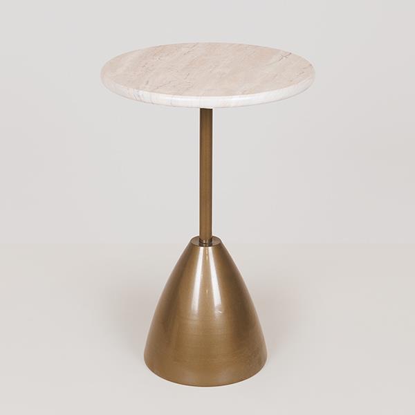 Τραπεζάκι Βοηθητικό Μεταλλικό Χρυσό-Λευκό 30x30x62εκ. E