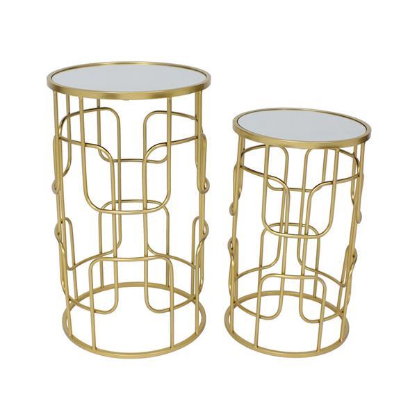 ESTHETI - ΣΗΜΑΝΤΙΚΟ: Σε περίπτωση διαφοράς τιμής από το κατάστημα ισχύει παντα και μόνο η τιμή του καταστήματος Τραπεζάκι Βοηθητικό Σετ 2τμχ Μεταλλικό Με Γυαλί Χρυσό 3