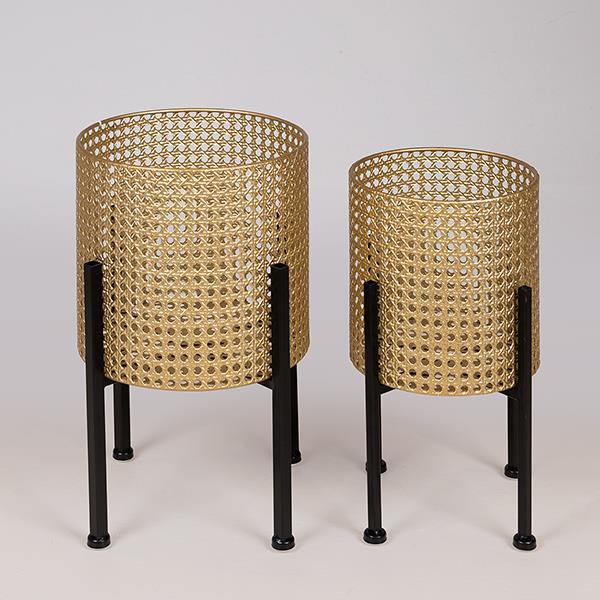 Κασπώ Σετ 2τμχ Μεταλλικό Μαύρο-Χρυσό 23x37εκ./18,5x33εκ