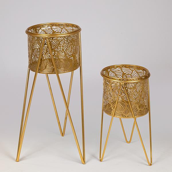 Κασπώ Σετ 2τμχ Μεταλλικό Χρυσό 27x50εκ./21x33εκ. ESTHET