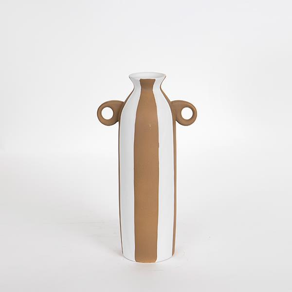 ESTHETI - ΣΗΜΑΝΤΙΚΟ: Σε περίπτωση διαφοράς τιμής από το κατάστημα ισχύει παντα και μόνο η τιμή του καταστήματος Βάζο Κεραμικό Λευκό-Καφέ 18,6x10,2x31,8εκ. ESTHETI 752-