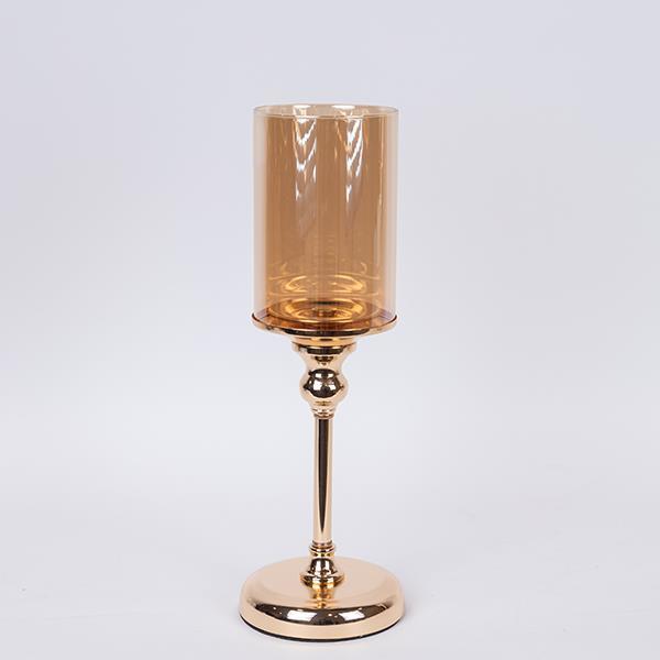 ESTHETI - ΣΗΜΑΝΤΙΚΟ: Σε περίπτωση διαφοράς τιμής από το κατάστημα ισχύει παντα και μόνο η τιμή του καταστήματος Κηροπήγιο Γυάλινο-Μεταλλικό Χρυσό-Μελί 12x37εκ. ESTHETI