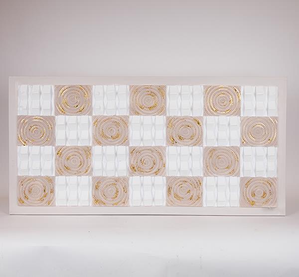 Πίνακες 24home - ΣΗΜΑΝΤΙΚΟ: Σε περίπτωση διαφοράς τιμής από το κατάστημα ισχύει παντα και μόνο η τιμή του καταστήματος Πίνακας Καμβάς Ανάγλυφος Μπεζ-Λευκός-Χρυσός 122x4,5x62ε