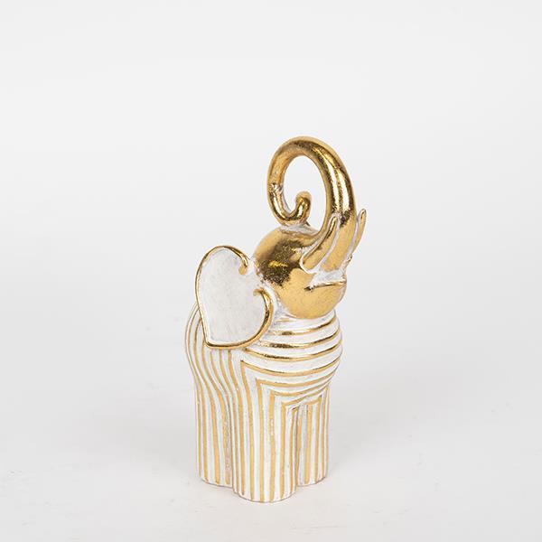 ESTHETI Διακοσμητικός Επιτραπέζιος Ελέφαντας Polyresin Λευκός-Χρυσός 9x6,5x15εκ. ESTHETI 752-11608 (Υλικό: Polyresin, Χρώμα: Λευκό) - ESTHETI - 752-11608