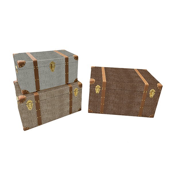 ESTHETI - ΣΗΜΑΝΤΙΚΟ: Σε περίπτωση διαφοράς τιμής από το κατάστημα ισχύει παντα και μόνο η τιμή του καταστήματος Μπαούλο Σετ 3τμχ Ξύλινο-Pu Μπεζ-Καφέ-Γκρι 63x40x35εκ.-5