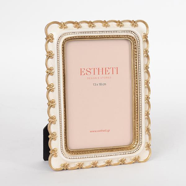 ESTHETI - ΣΗΜΑΝΤΙΚΟ: Σε περίπτωση διαφοράς τιμής από το κατάστημα ισχύει παντα και μόνο η τιμή του καταστήματος Κορνίζα Polyresin Χρυσή-Λευκή 13x18εκ. ESTHETI 756-1209