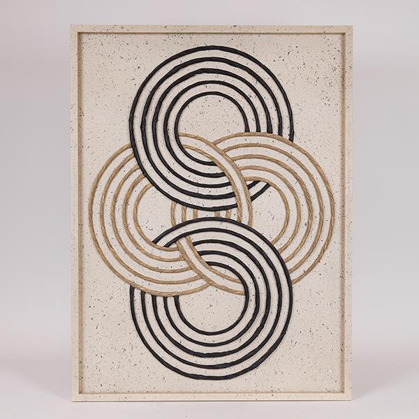 ESTHETI Πίνακας Καμβάς Ανάγλυφος Με Κύκλους Λευκός-Μπεζ-Μαύρος 60x3x80εκ. ESTHETI 812-10003 (Ύφασμα: Καμβάς, Χρώμα: Λευκό) - ESTHETI - 812-10003