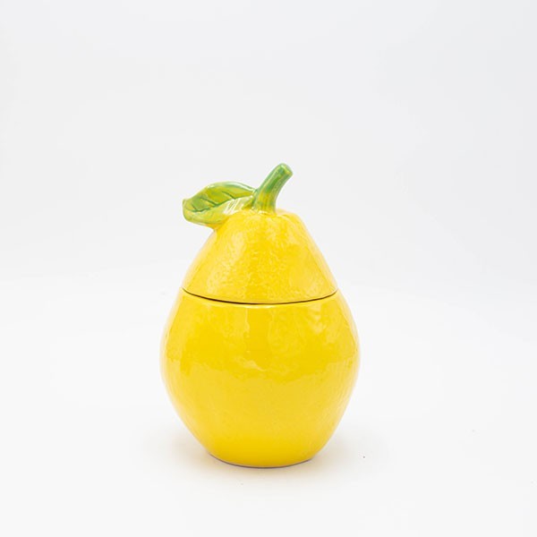 Διακοσμητικό Μπωλ Με Καπάκι Κεραμικό Λεμόνι Κίτρινο 12x