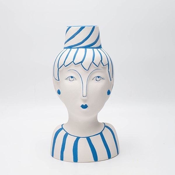 Βάζο Πορσελάνης Πρόσωπο Λευκό-Γαλάζιο 14x13,8x25,6εκ. E